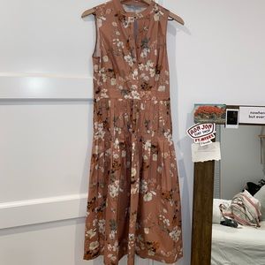 Mauve Floral Midi Dress